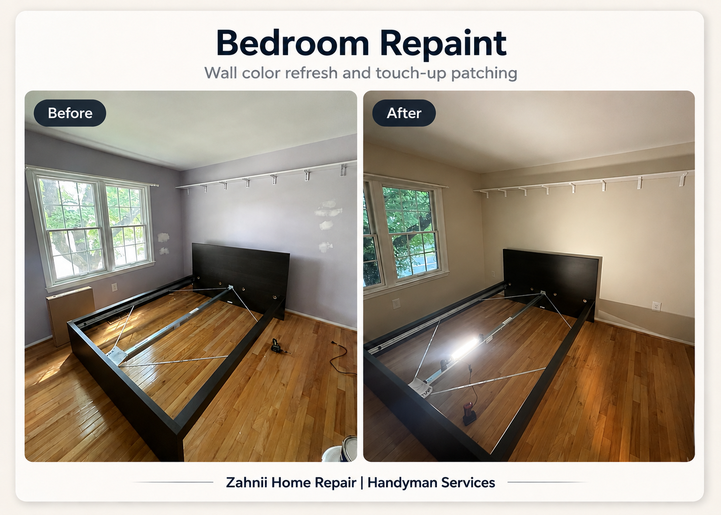 Bedroom repaint project by Zahnii Home Repair